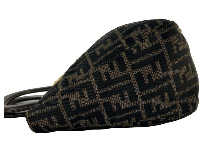 Saco Tote FENDI em lona Zucca FF e couro Marrom Preto - vista 5
