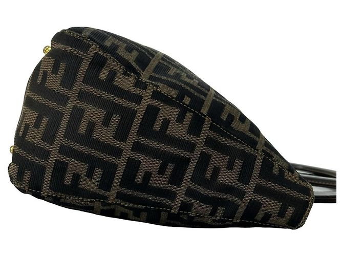 Saco Tote FENDI em lona Zucca FF e couro Marrom Preto - vista 6