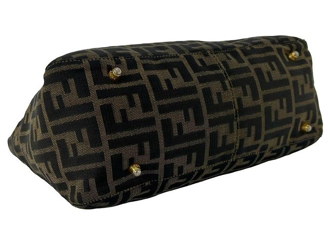 Saco Tote FENDI em lona Zucca FF e couro Marrom Preto - vista 7