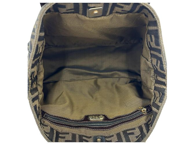 Saco Tote FENDI em lona Zucca FF e couro Marrom Preto - vista 9