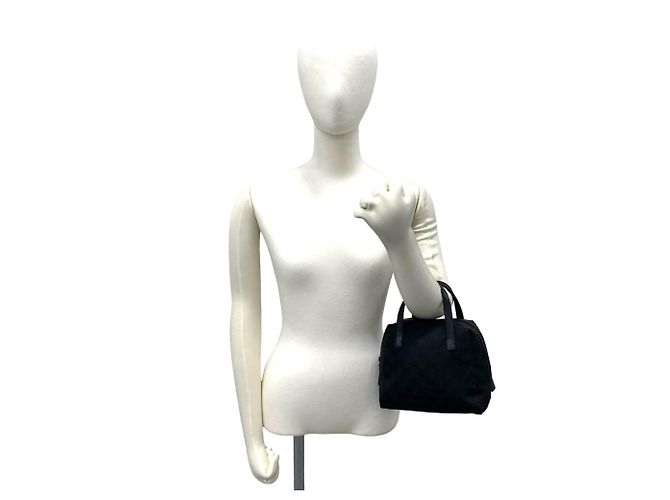 Borsa a mano Gucci GG Canvas Leather Mini Boston Bag Nero - vista 2
