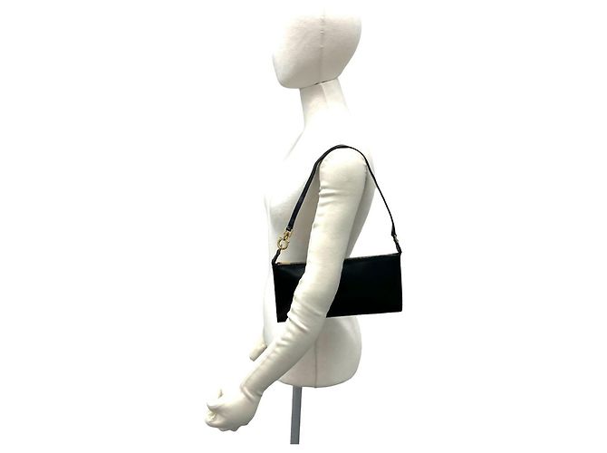 Gancini Borsa semi-one shoulder in pelle nera Salvatore Ferragamo Nero - vista 2