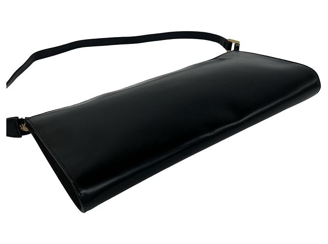 Gancini Borsa semi-one shoulder in pelle nera Salvatore Ferragamo Nero - vista 7