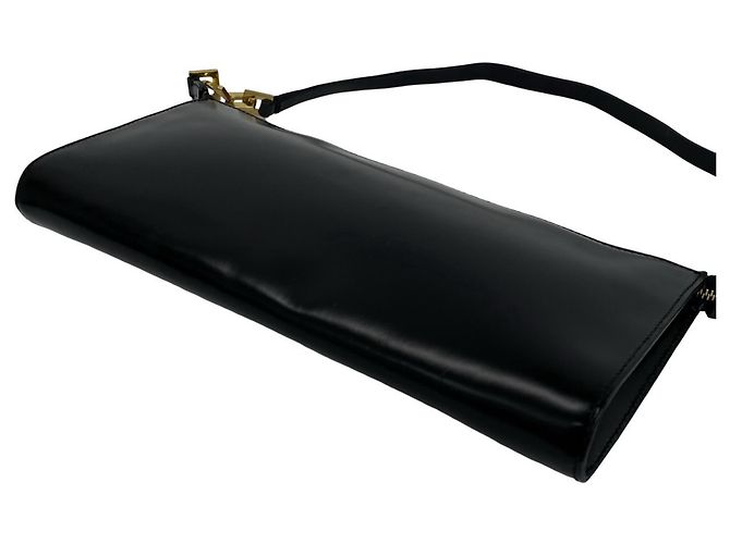 Gancini Borsa semi-one shoulder in pelle nera Salvatore Ferragamo Nero - vista 8