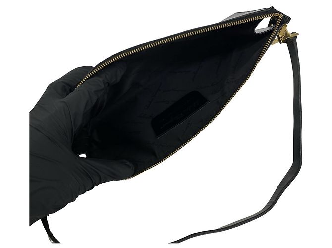 Gancini Borsa semi-one shoulder in pelle nera Salvatore Ferragamo Nero - vista 9