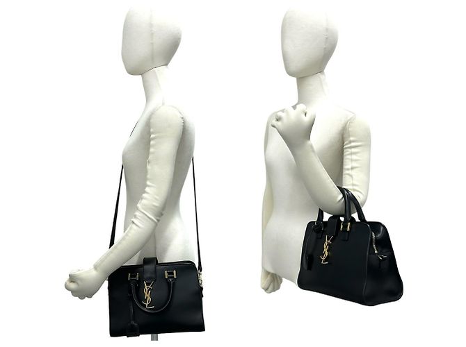 Borsa a mano Yves Saint Laurent Baby Cabas in pelle nera Nero - vista 2