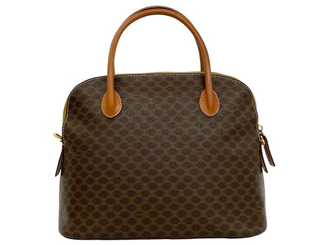 Céline Celine Vintage Macadam Blazon Muster 2-Way Handtasche Braun - Ansicht 3