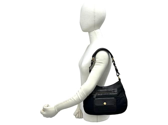 Tote Borsa a spalla PRADA con placca logo Triangle Marrone Nero - vista 2
