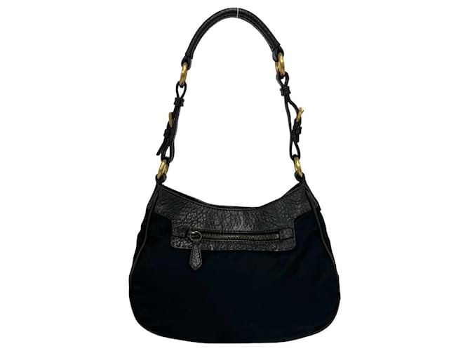 Tote Borsa a spalla PRADA con placca logo Triangle Marrone Nero - vista 3