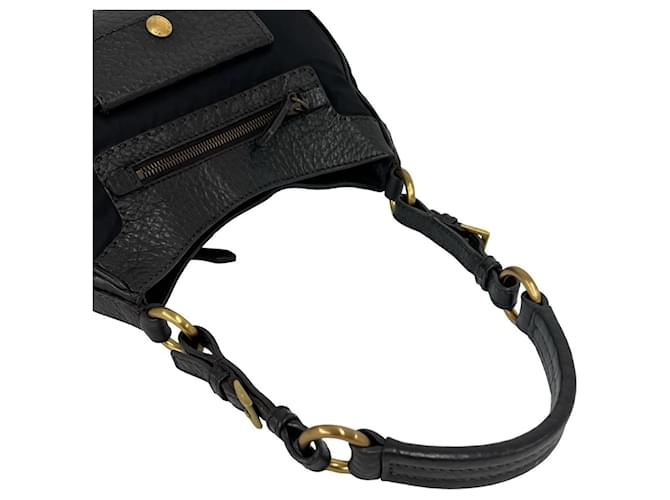 Tote Borsa a spalla PRADA con placca logo Triangle Marrone Nero - vista 4