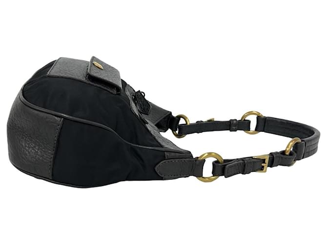 Tote Borsa a spalla PRADA con placca logo Triangle Marrone Nero - vista 6