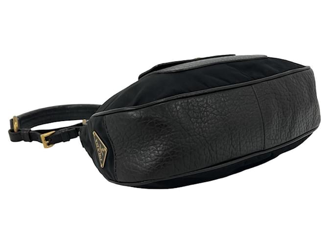 Tote Borsa a spalla PRADA con placca logo Triangle Marrone Nero - vista 7