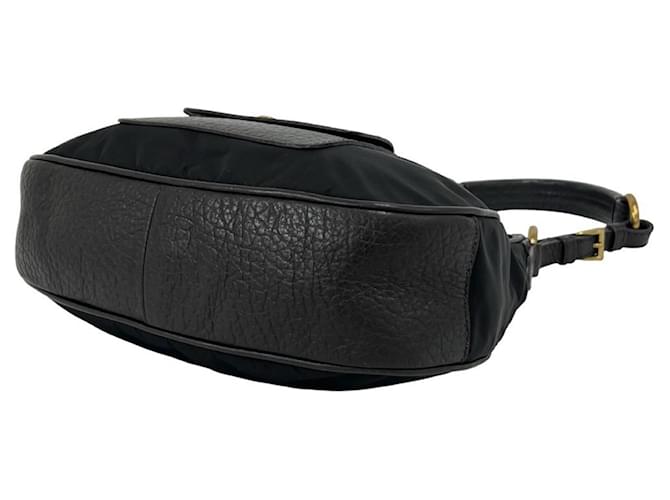 Tote Borsa a spalla PRADA con placca logo Triangle Marrone Nero - vista 8