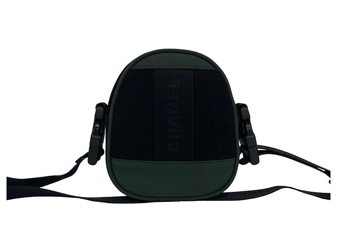 Borsa a tracolla Chanel Coco Mark Logo in tela e mesh Nero Verde - vista 3