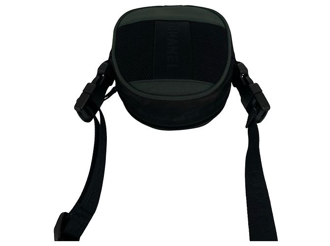 Borsa a tracolla Chanel Coco Mark Logo in tela e mesh Nero Verde - vista 4