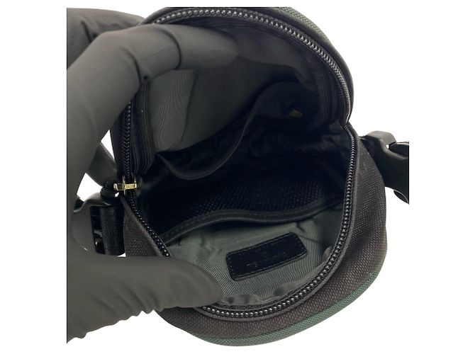 Borsa a tracolla Chanel Coco Mark Logo in tela e mesh Nero Verde - vista 9