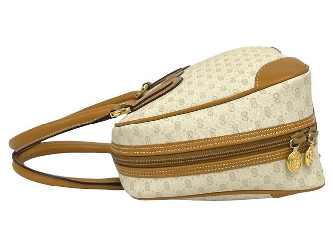 GUCCI Old Micro GG Logo Lederhandtasche Braun Weiß - Ansicht 5