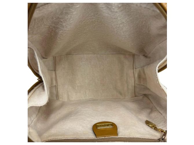 GUCCI Old Micro GG Logo Lederhandtasche Braun Weiß - Ansicht 9