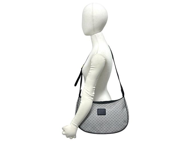 GUCCI Vintage Leder-Schultertasche Marineblau - Ansicht 2