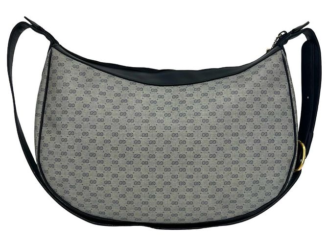 GUCCI Vintage Leder-Schultertasche Marineblau - Ansicht 3