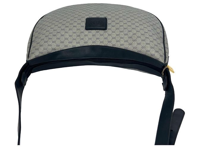 GUCCI Vintage Leder-Schultertasche Marineblau - Ansicht 4