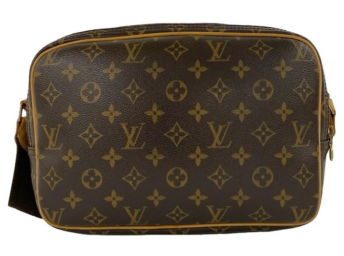 Borsa a tracolla Louis Vuitton Reporter PM Monogram Logo Pattern in pelle Marrone - vista 3