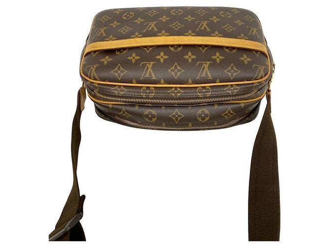 Borsa a tracolla Louis Vuitton Reporter PM Monogram Logo Pattern in pelle Marrone - vista 4