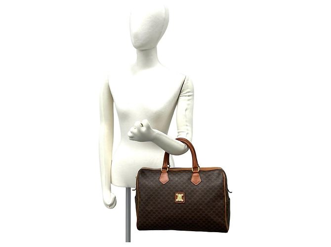 Céline Celine Vintage Macadam Blazon Pattern Handtasche Braun - Ansicht 2