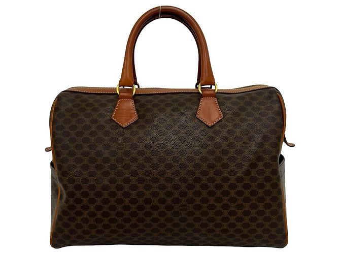 Céline Celine Vintage Macadam Blazon Pattern Handtasche Braun - Ansicht 3