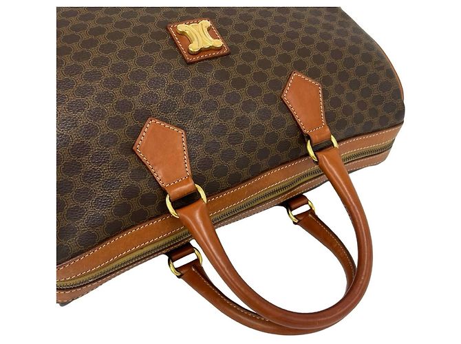 Céline Celine Vintage Macadam Blazon Pattern Handtasche Braun - Ansicht 4