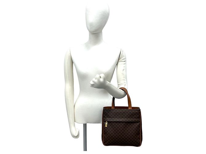 Céline CELINE Vintage Macadam Blazon Pattern Triomphe Leder Handtasche Mini Tote Bag Braun - Ansicht 2