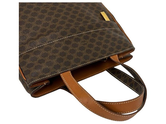 Céline CELINE Vintage Macadam Blazon Pattern Triomphe Leder Handtasche Mini Tote Bag Braun - Ansicht 4