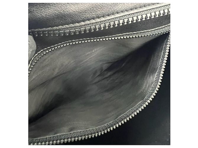 Céline CELINE Vintage Blazon Triomphe Leder-Schultertasche mit Kette Schwarz - Ansicht 10