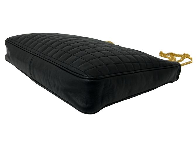 Céline CELINE Vintage Blazon Triomphe Leder-Schultertasche mit Kette Schwarz - Ansicht 8
