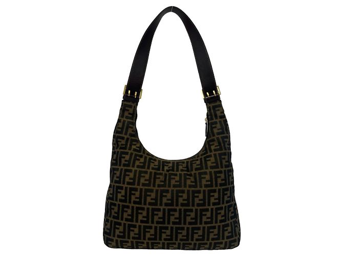 Bolso de hombro Fendi Vintage estampado Zucca logo FF Castaño - vista 3