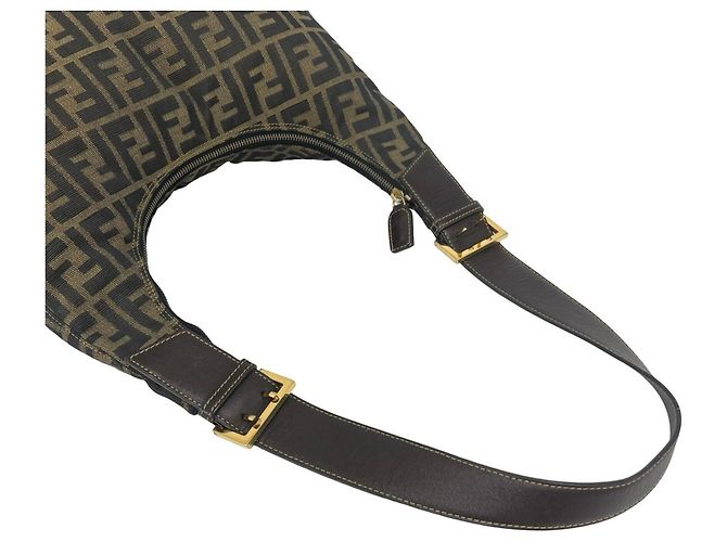 Bolso de hombro Fendi Vintage estampado Zucca logo FF Castaño - vista 4