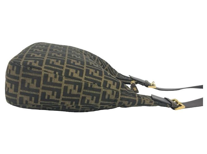 Bolso de hombro Fendi Vintage estampado Zucca logo FF Castaño - vista 8