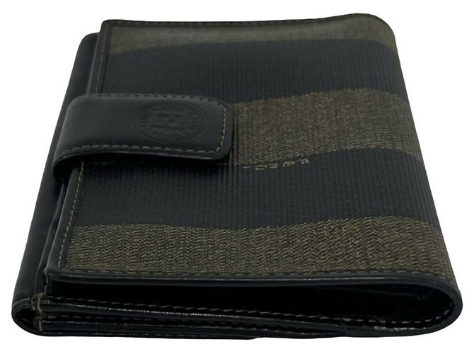Fendi Pequin FF Logo Canvas Leather Bi-fold Geldbörse Schwarz Khaki - Ansicht 4