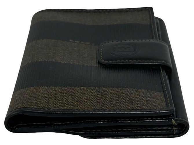 Fendi Pequin FF Logo Canvas Leather Bi-fold Geldbörse Schwarz Khaki - Ansicht 5