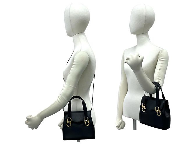 Borsa in pelle Gancini Salvatore Ferragamo Nero - vista 2