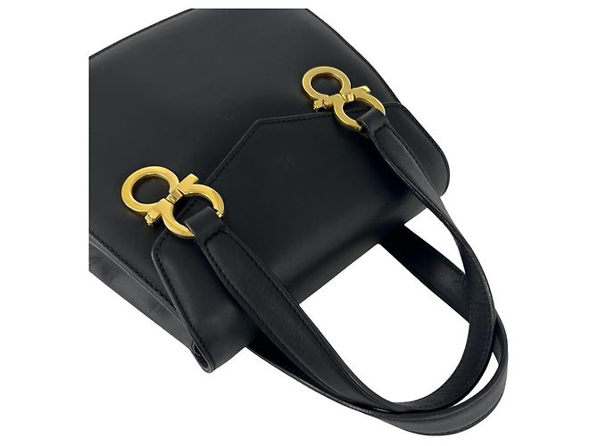 Borsa in pelle Gancini Salvatore Ferragamo Nero - vista 4