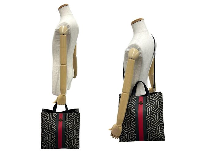 Borsa a spalla Gucci GG Kaleido Sherry Line Nero Rosso Verde - vista 2