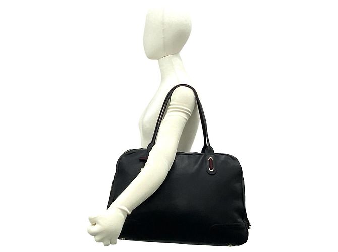 GUCCI Princy Sherry Line Leder Boston Bag Schwarz Rot Grün - Ansicht 2