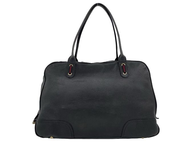GUCCI Princy Sherry Line Leder Boston Bag Schwarz Rot Grün - Ansicht 3