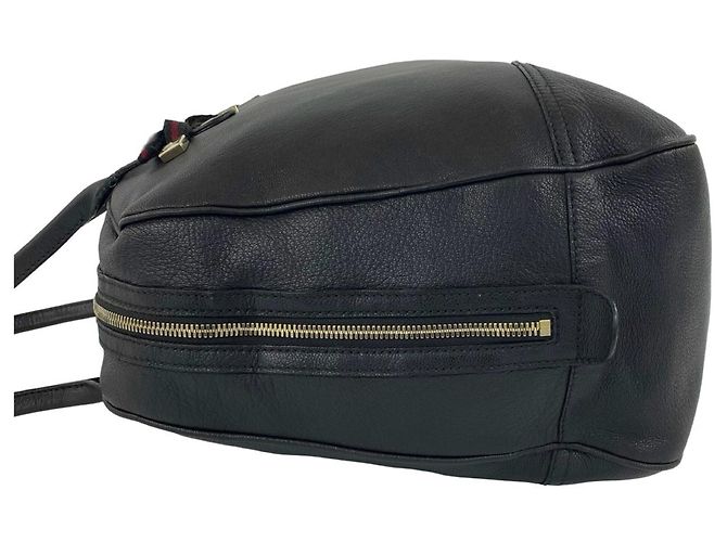 GUCCI Princy Sherry Line Leder Boston Bag Schwarz Rot Grün - Ansicht 5