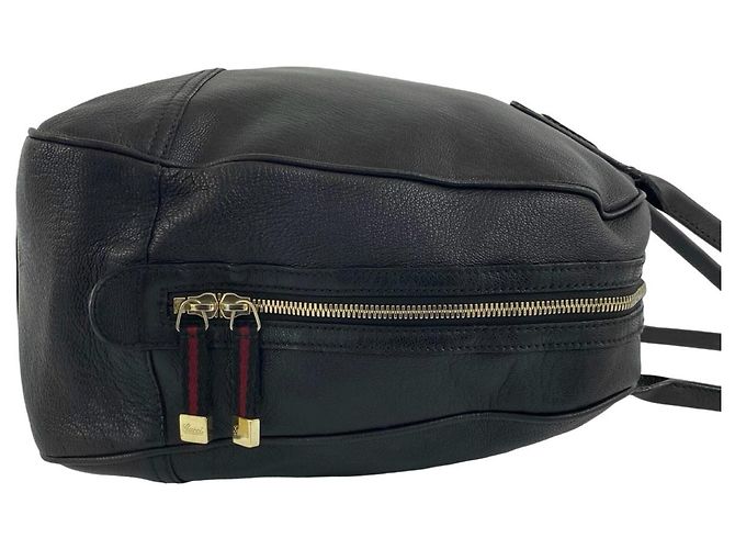 GUCCI Princy Sherry Line Leder Boston Bag Schwarz Rot Grün - Ansicht 6