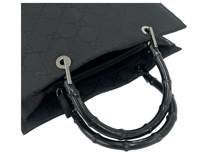 Bolso de mano Gucci Bamboo Line en lona con estampado GG Logo Negro - vista 4