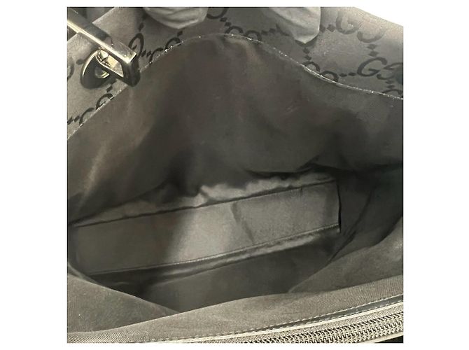 Bolso de mano Gucci Bamboo Line en lona con estampado GG Logo Negro - vista 9