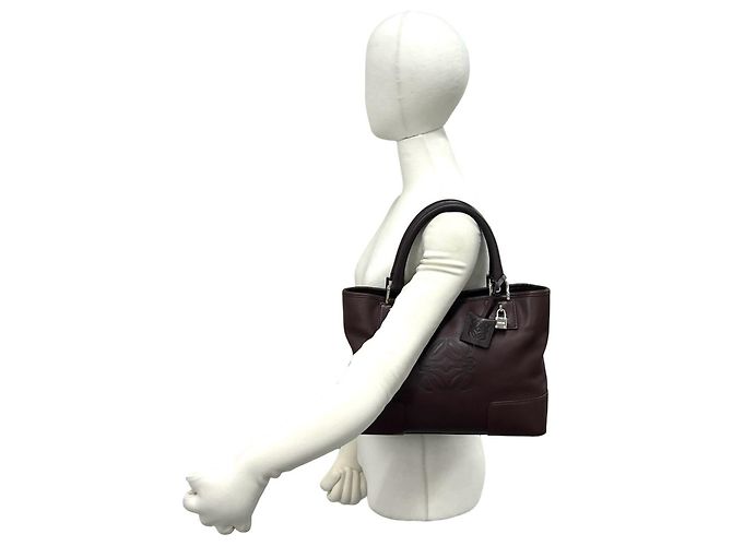 Loewe Fusta Anagram Logo Pattern Lederhandtasche Braun - Ansicht 2