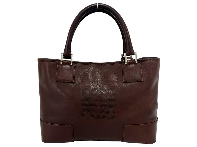 Loewe Fusta Anagram Logo Pattern Lederhandtasche Braun - Ansicht 3